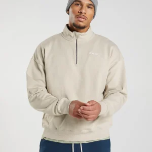 Online Gymshark Rest Day Sweats 1/4 Zip PebbleGrey