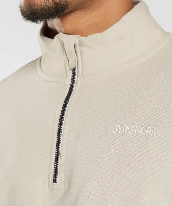 Online Gymshark Rest Day Sweats 1/4 Zip PebbleGrey