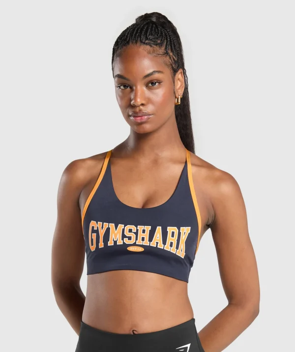 Sale Gymshark Retro Club Sports Bra HeavyBlue/FitnessOrange