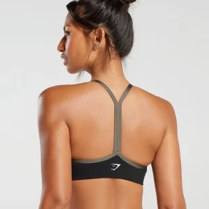 Sale Gymshark Retro Club Sports Bra Black/CamoBrown