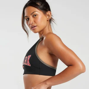 Sale Gymshark Retro Club Sports Bra Black/CamoBrown