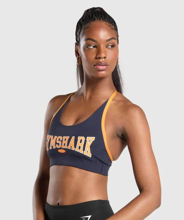 Sale Gymshark Retro Club Sports Bra HeavyBlue/FitnessOrange