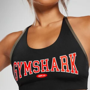 Sale Gymshark Retro Club Sports Bra Black/CamoBrown