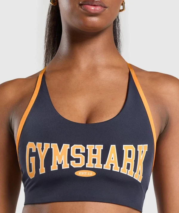 Sale Gymshark Retro Club Sports Bra HeavyBlue/FitnessOrange