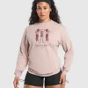 Clearance Gymshark Retro Lifting Long Sleeve T-Shirt MutedPink