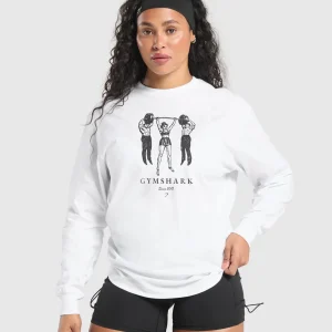 Discount Gymshark Retro Lifting Long Sleeve T-Shirt White