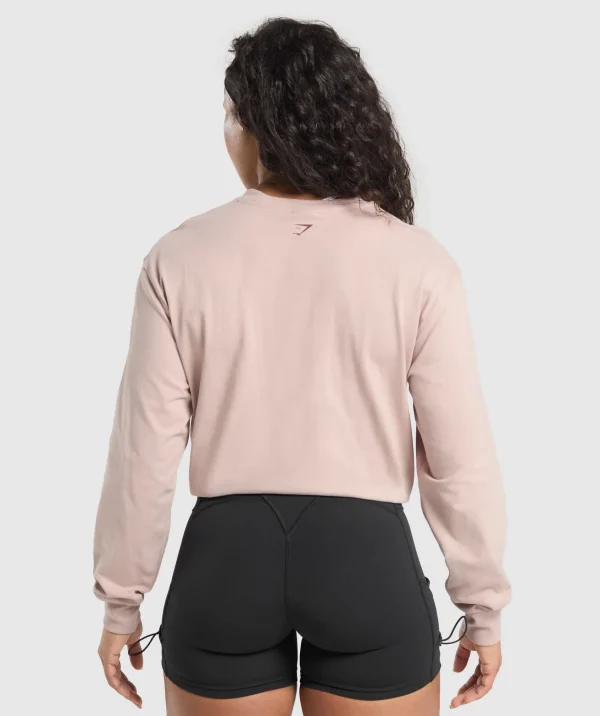 Clearance Gymshark Retro Lifting Long Sleeve T-Shirt MutedPink