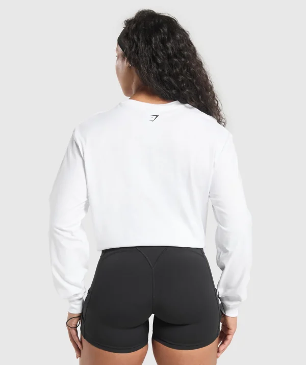 Discount Gymshark Retro Lifting Long Sleeve T-Shirt White