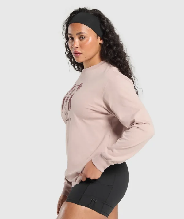 Clearance Gymshark Retro Lifting Long Sleeve T-Shirt MutedPink