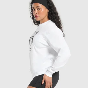 Discount Gymshark Retro Lifting Long Sleeve T-Shirt White