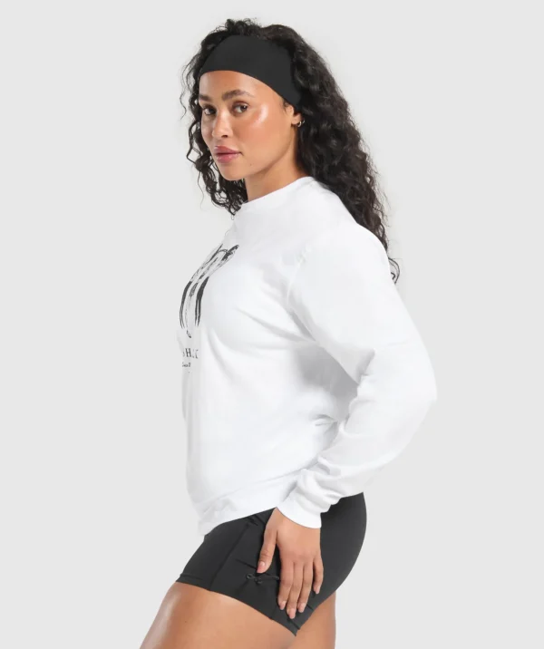 Discount Gymshark Retro Lifting Long Sleeve T-Shirt White