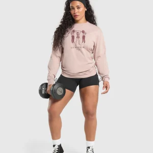 Clearance Gymshark Retro Lifting Long Sleeve T-Shirt MutedPink