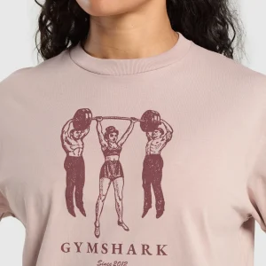 Clearance Gymshark Retro Lifting Long Sleeve T-Shirt MutedPink