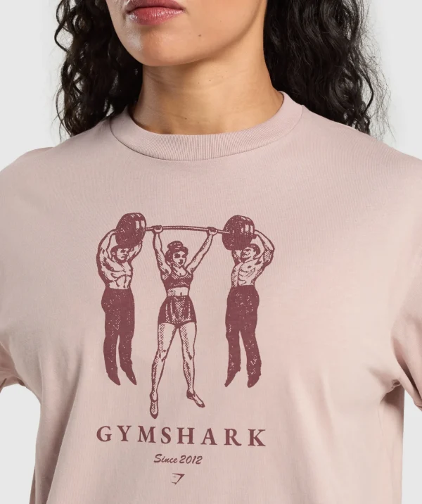 Clearance Gymshark Retro Lifting Long Sleeve T-Shirt MutedPink