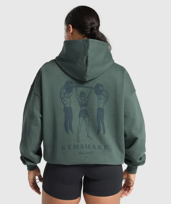 Online Gymshark Retro Lifting Oversized Hoodie SlateTeal