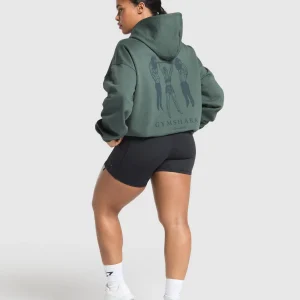 Online Gymshark Retro Lifting Oversized Hoodie SlateTeal