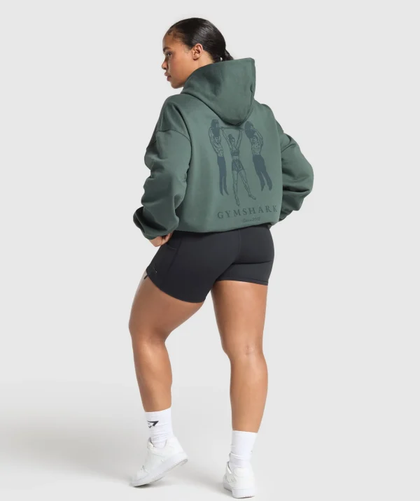 Online Gymshark Retro Lifting Oversized Hoodie SlateTeal