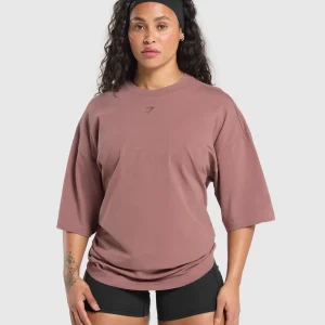 Sale Gymshark Retro Lifting Oversized T-Shirt BrickBrown