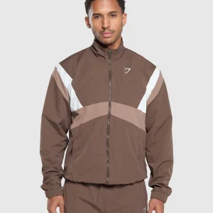 Sale Gymshark Retro Track Jacket WalnutBrown/MochaMauve/SoftWhite