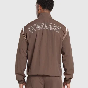 Sale Gymshark Retro Track Jacket WalnutBrown/MochaMauve/SoftWhite