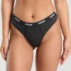 Clearance Gymshark Rib High Rise Thong MidnightBlackMarl