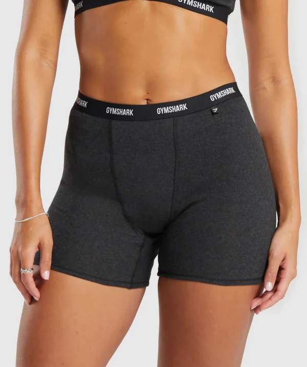 Outlet Gymshark Rib Shorts MidnightBlackMarl