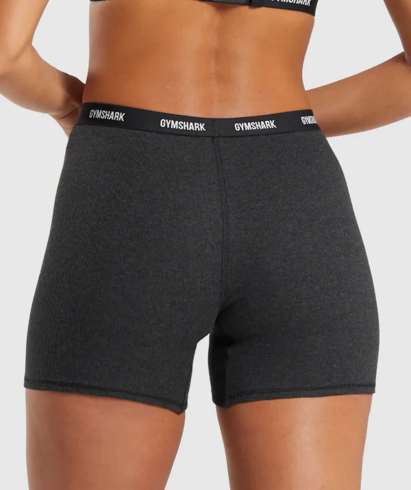 Outlet Gymshark Rib Shorts MidnightBlackMarl