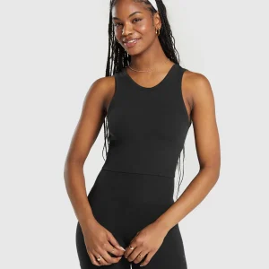 Clearance Gymshark Ribbed Cotton Seamless Body Fit Tank Black