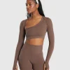 Hot Gymshark Ribbed Cotton Seamless Shrug SoftBrown