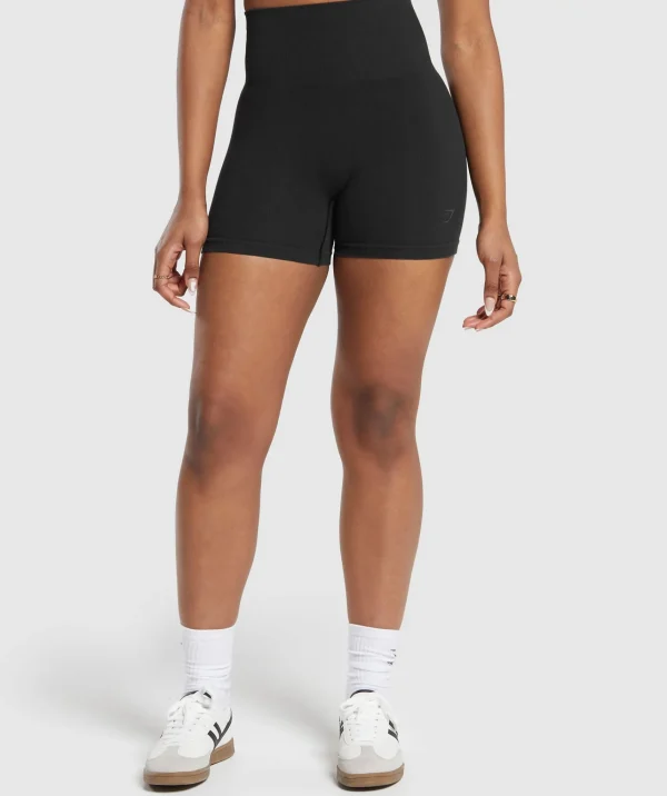 Hot Gymshark Ribbed Cotton Seamless Shorts Black