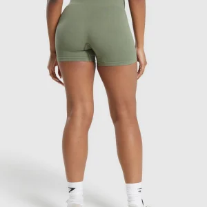 Hot Gymshark Ribbed Cotton Seamless Shorts BaseGreen