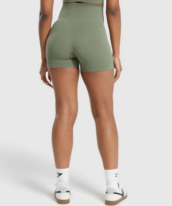 Hot Gymshark Ribbed Cotton Seamless Shorts BaseGreen