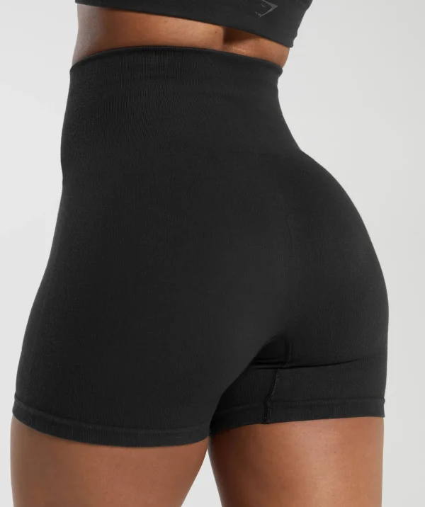 Hot Gymshark Ribbed Cotton Seamless Shorts Black