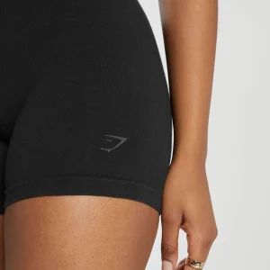 Hot Gymshark Ribbed Cotton Seamless Shorts Black