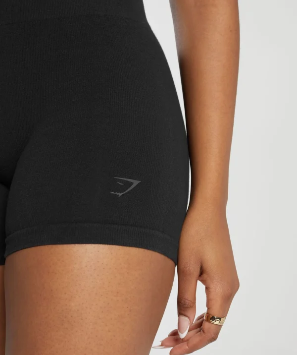 Hot Gymshark Ribbed Cotton Seamless Shorts Black