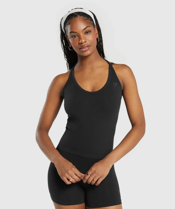 Fashion Gymshark Ribbed Cotton Seamless Tank Black