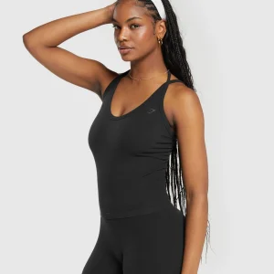 Fashion Gymshark Ribbed Cotton Seamless Tank Black