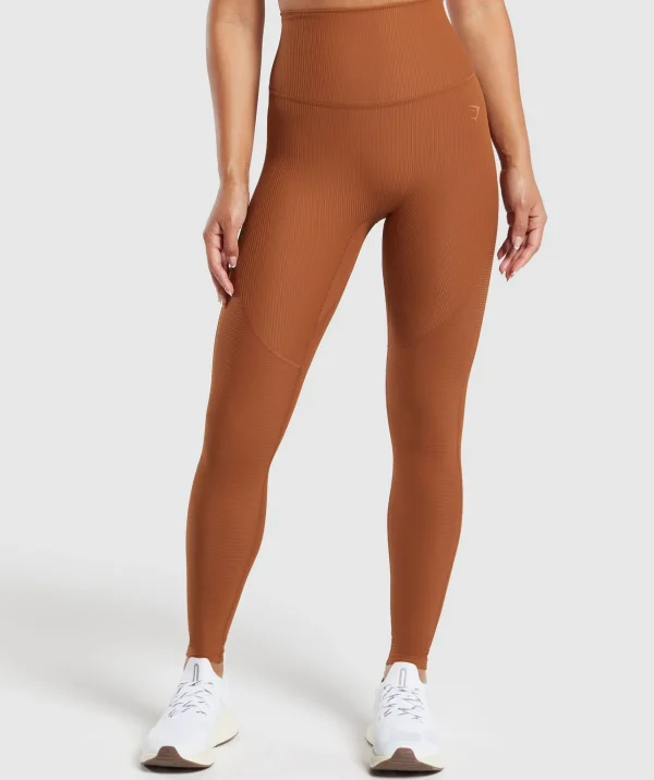 New Gymshark Ribbed Leggings CopperBrown