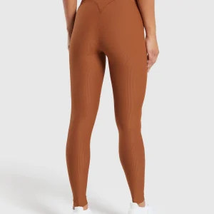 New Gymshark Ribbed Leggings CopperBrown