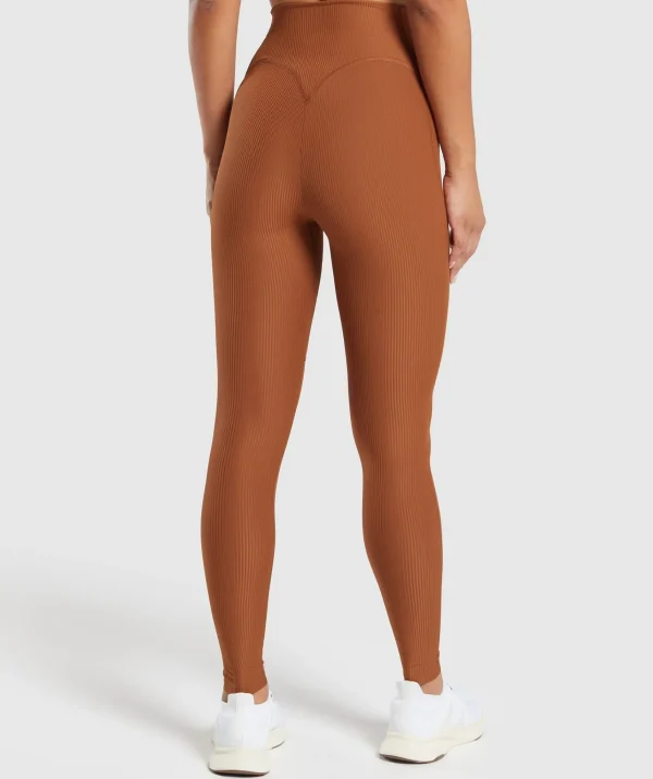 New Gymshark Ribbed Leggings CopperBrown