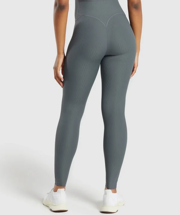 Discount Gymshark Ribbed Leggings StrongGrey