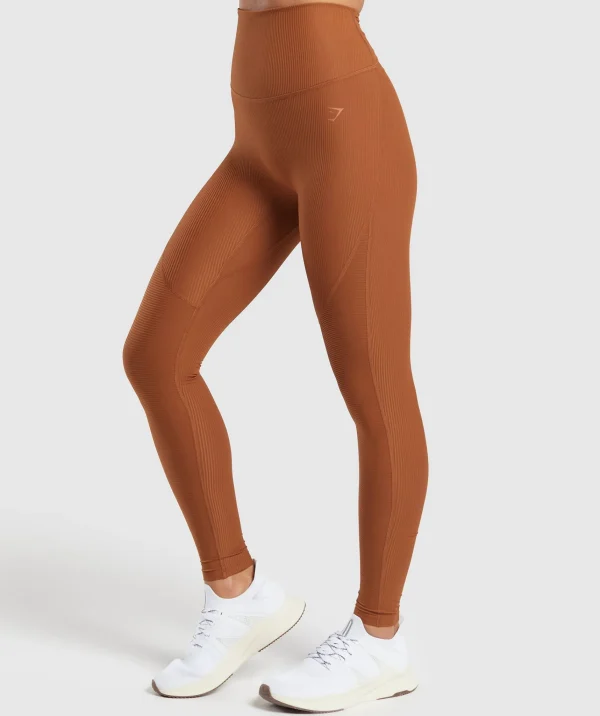 New Gymshark Ribbed Leggings CopperBrown