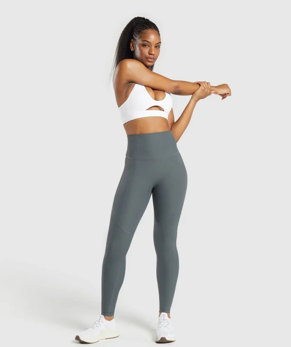 Discount Gymshark Ribbed Leggings StrongGrey