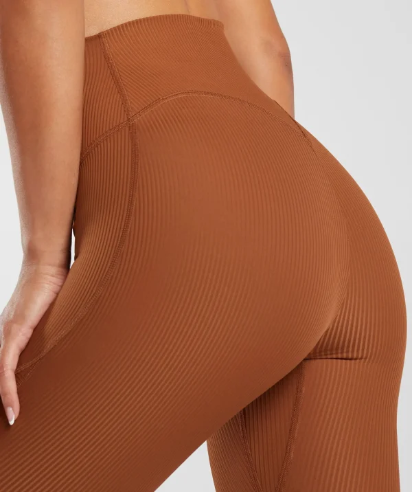 New Gymshark Ribbed Leggings CopperBrown