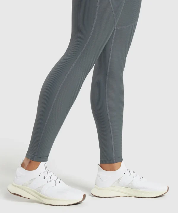 Discount Gymshark Ribbed Leggings StrongGrey