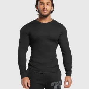 Fashion Gymshark Ribbed Long Sleeve T-Shirt Black