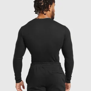 Fashion Gymshark Ribbed Long Sleeve T-Shirt Black