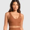 Sale Gymshark Ribbed Sports Bra CopperBrown