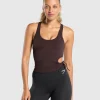 Best Gymshark Ruched Side Tank With Shelf HeritageBrown