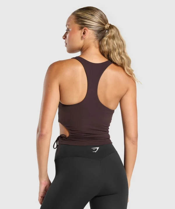 Best Gymshark Ruched Side Tank With Shelf HeritageBrown